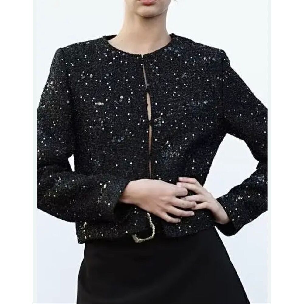 Zara Tweed Texture Sequin Jacket